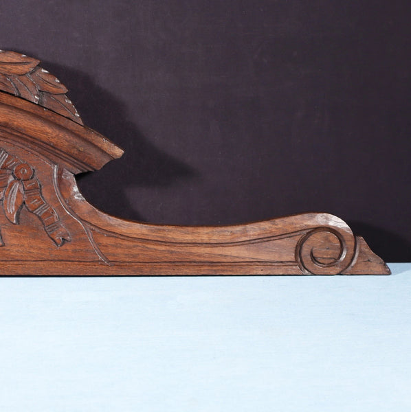 45" Wide Antique French Solid Oak Wood Highly Carved Detailed Crest