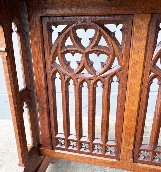 Antique French Gothic Revival Oak Wood Prie Dieu/Kneeler/Prayer Christianity