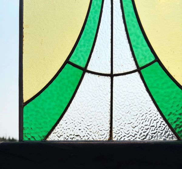 18" Tall Antique French Stained Glass Panel with Leaded Glass, Window, Hanging