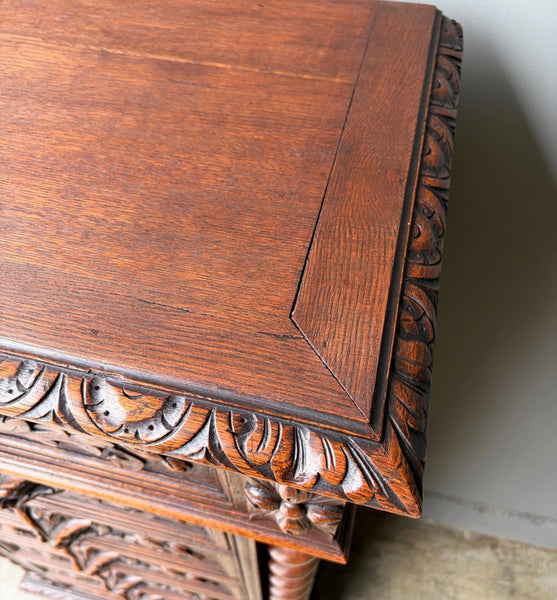 French Antique Solid Oak Wood Seven Drawer Lingerie Chest/Dresser