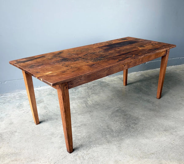 Rustic French Dining Table/Farm Work Table/Desk in Solid Oak and Chestnut Wood