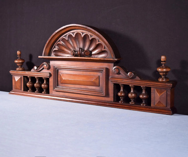 29" French Antique Crest/Pediment/Crown in Carved Walnut and Rosewood