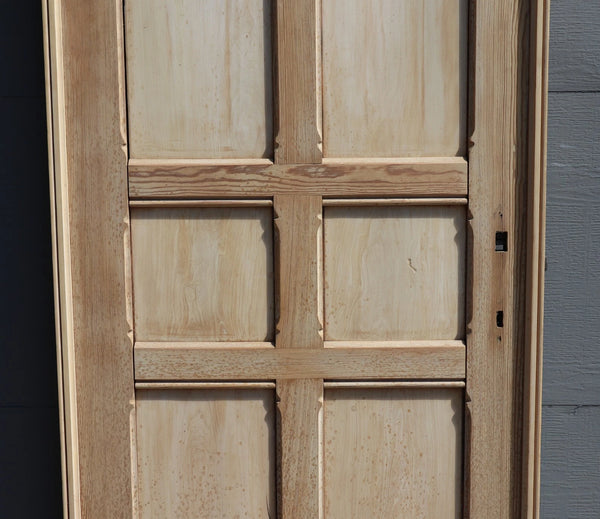 86" French/Belgian Antique 6 Panel Stripped, Sanded Wood Door