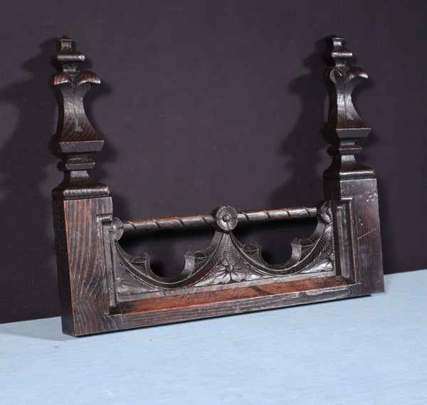 15" Wide French Antique Crest/Pediment/Crown in Solid Chestnut Wood
