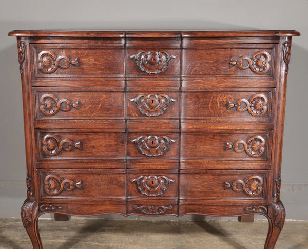 Antique French Louis XV Oak Dresser/ Commode/ Chest of Drawers Highly Carved