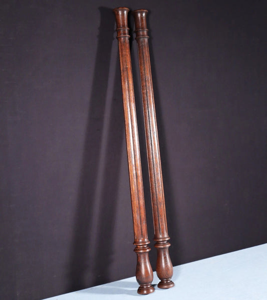 39" Pair of French Antique Solid Oak Wood Posts/Pillars/Trim Salvage