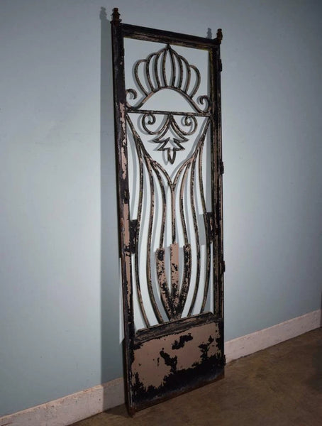 88" Tall Large Vintage European Art Deco Iron Door Panel Salvage Garden