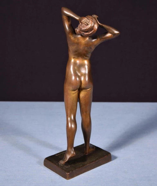 Antique French Nude Bronze Sculpture of a Woman by R.C. Ireland (1882-1921)