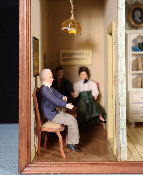 Vintage Dutch Diorama of Doctors Office Shadow Box/Doll House 1:12 Scale
