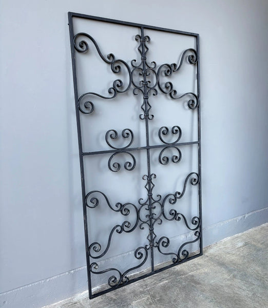 67" Tall Vintage French Iron Decorative Window Panel/Fence/Gate Panel