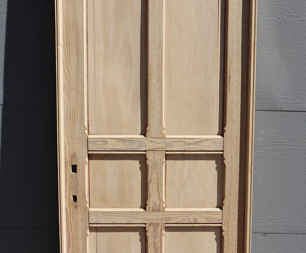 85" French/Belgian Antique 6 Panel Stripped, Sanded Wood Door