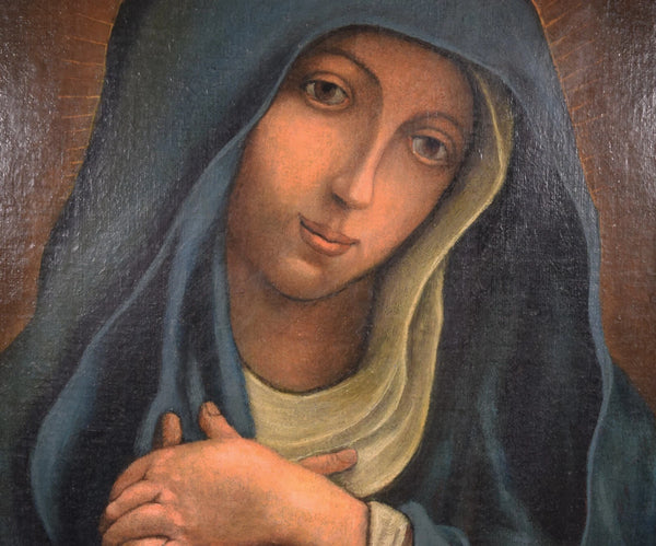 Antique Oil on Canvas Painting of The Virgin Mary by Tommaso Gherardini
