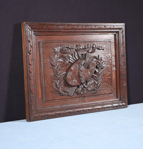 Antique French Oak Louis XVI Panel Highly Carved Arts Theme Painter's Pallet