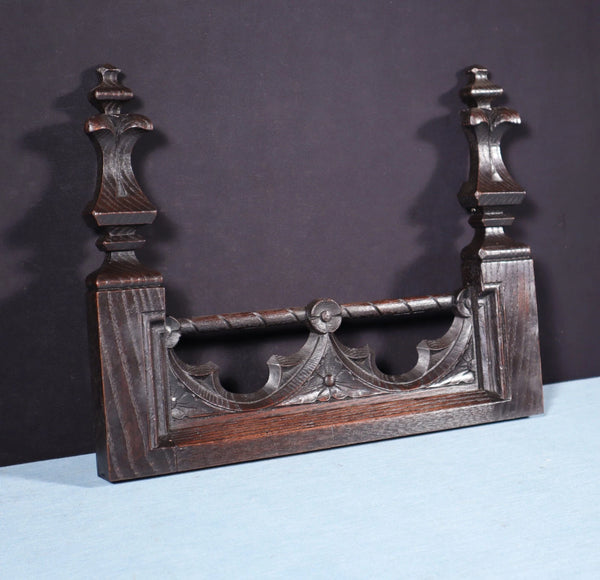 15" Wide French Antique Gothic Crest/Pediment/Crown in Solid Chestnut Wood