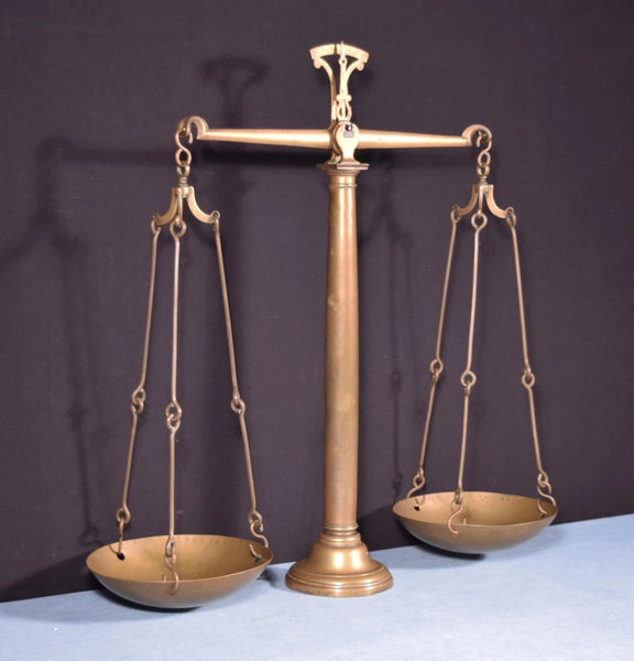 Late 1800's Antique French Brass Pan Balance Beam Scale