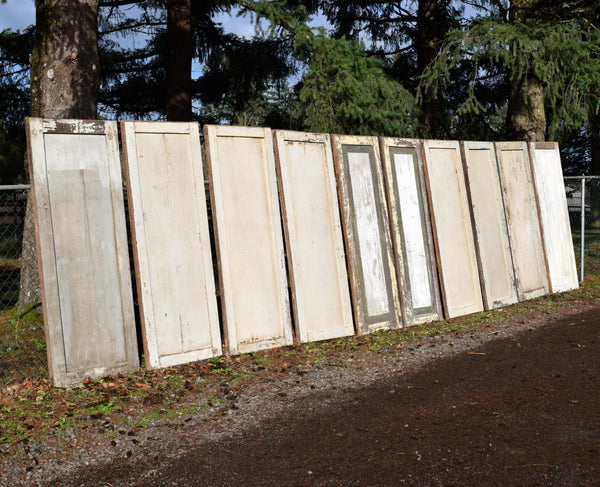 78" Tall Set of 10 Rustic Painted Antique Boiserie/Panels-in Solid Wood