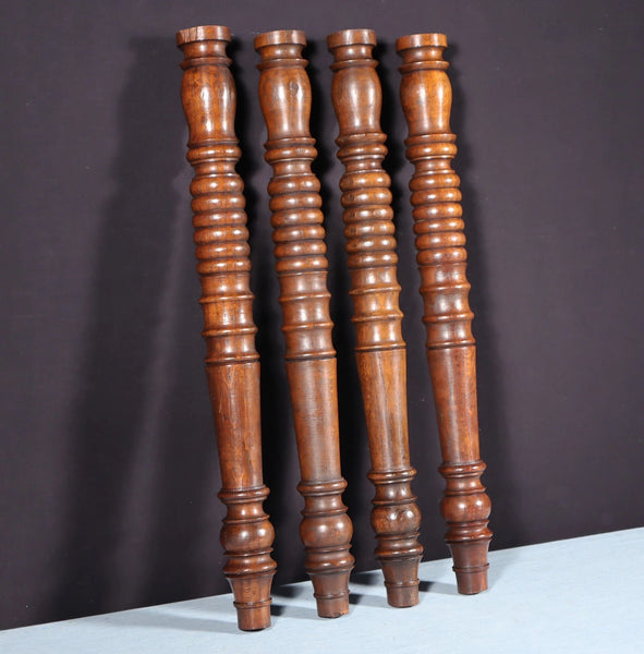 22" Set of Four French Antique Solid Chestnut Wood Posts/Pillars/Trim Salvage