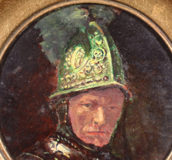 Vintage Oil on Panel Painting/Study of Rembrandt's Man with the Golden Helmet