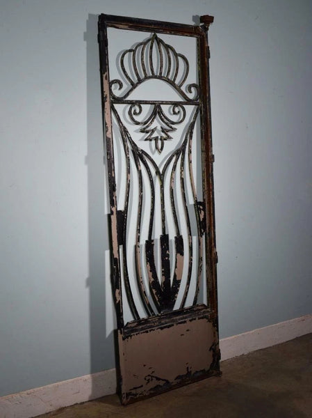 88" Tall Large Vintage European Art Deco Iron Door Panel Salvage Garden