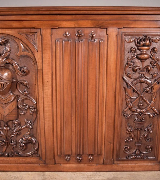 88" Wide Antique French Panel/King Size Headboard in Solid Walnut w/Knight