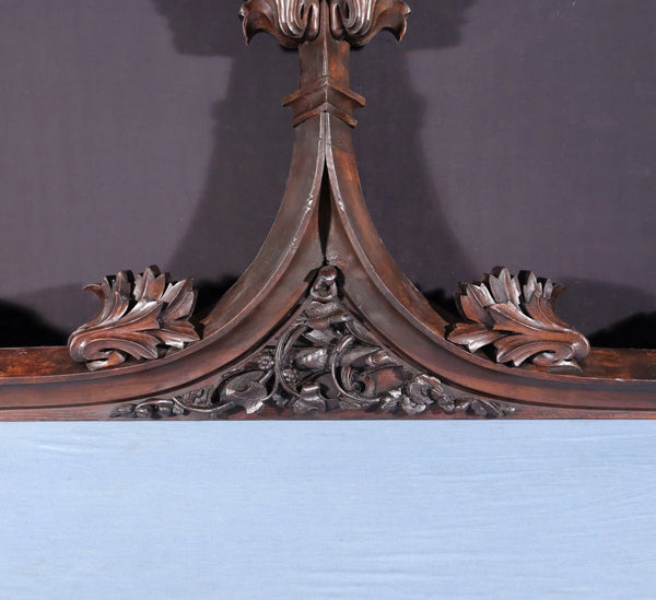 66" Wide Antique French Gothic Revival Crest/Pediment in Solid Walnut & Oak Wood