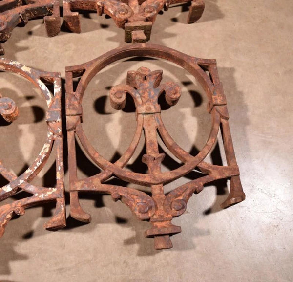 Set of 7 Matching 20" Tall French Cast Iron Panels/Fence Ornament "Fleur De Lis"
