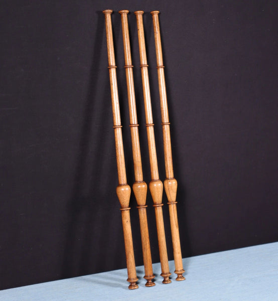 18" Tall Set of Four French Antique Solid Walnut Wood Posts/Pillars/Trim Salvage130
