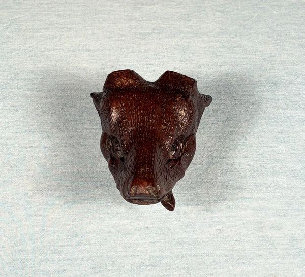 5" Tall French Antique Highly Carved Deer Head in Solid Oak Wood Trim Piece