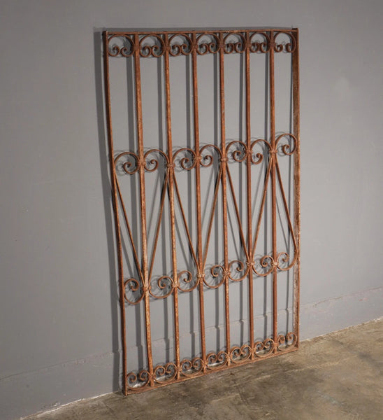 56" Tall Antique French Iron Decorative Window Panel/Fence/Gate Late 1800's