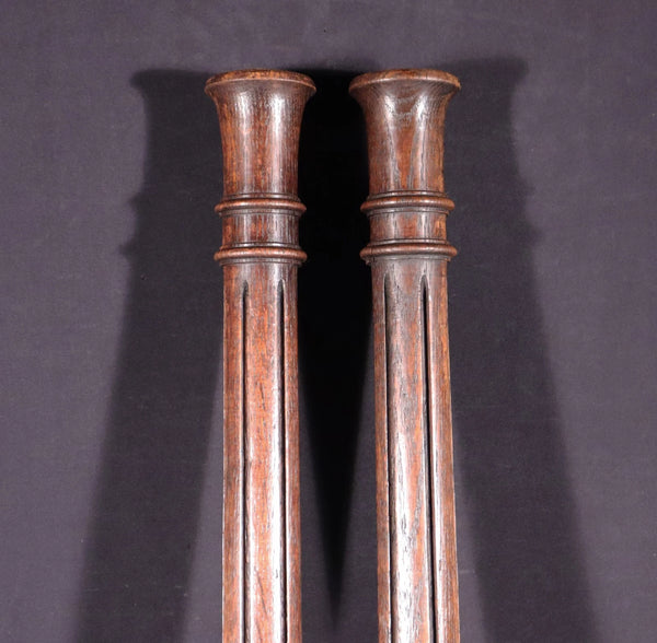 39" Pair of French Antique Solid Oak Wood Posts/Pillars/Trim Salvage