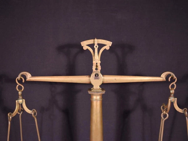 Late 1800's Antique French Brass Pan Balance Beam Scale
