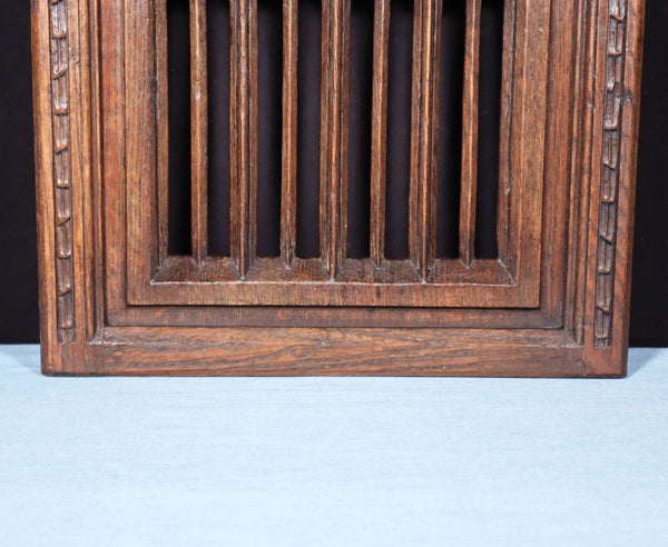 French Antique Gothic Revival Panel in Solid Oak Wood Salvage Early 1900's