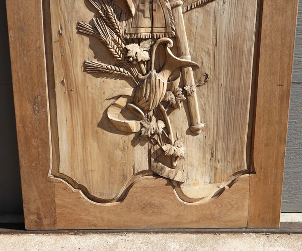 89" Tall Antique French Solid Walnut and Oak w/Crucifix Christian Altar Panel