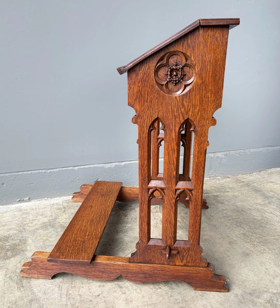 Antique French Gothic Revival Oak Wood Prie Dieu/Kneeler/Prayer Christianity