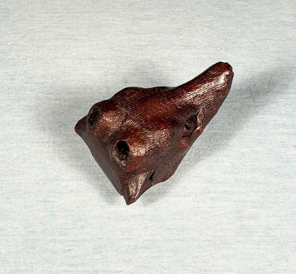 5" Tall French Antique Highly Carved Deer Head in Solid Oak Wood Trim Piece