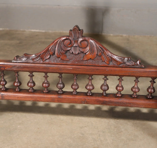 Antique French Breton Desk/Library Table in Solid Chestnut Wood with Carvings