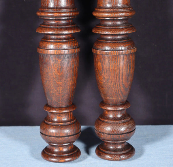 17" Pair of French Antique Solid Oak Wood Posts/Pillars/Trim Salvage