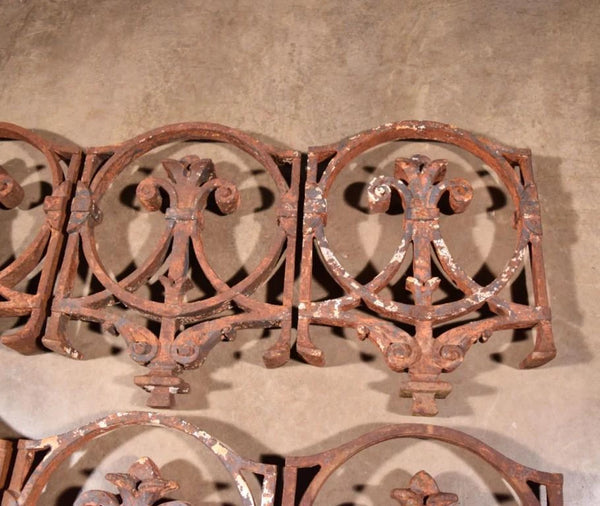 Set of 7 Matching 20" Tall French Cast Iron Panels/Fence Ornament "Fleur De Lis"