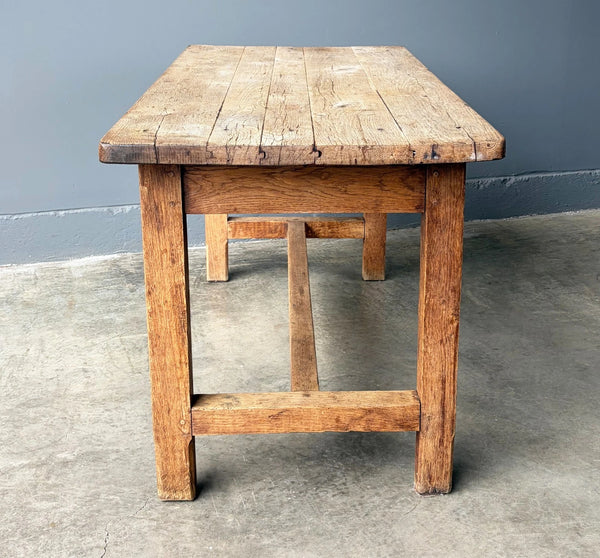 Antique French Rustic Farm Table/Desk in Solid Chestnut Wood