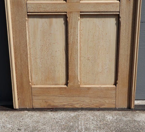 86" French/Belgian Antique 6 Panel Stripped, Sanded Wood Door