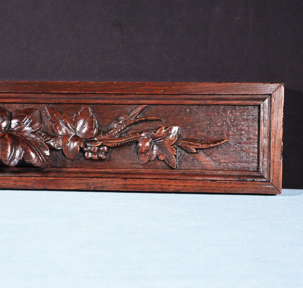 Pair of Antique Black Forest Carved Drawer Panels/Trim in Solid Oak Wood
