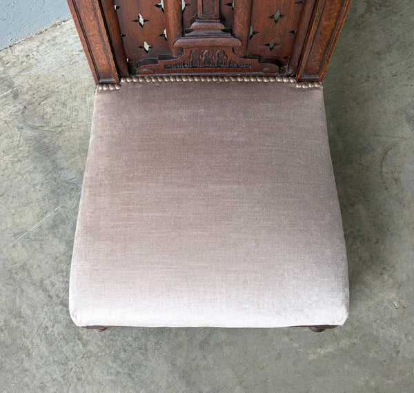 Antique French Solid Oak Wood Church Prie Dieu/Kneeler Christian Highly Carved