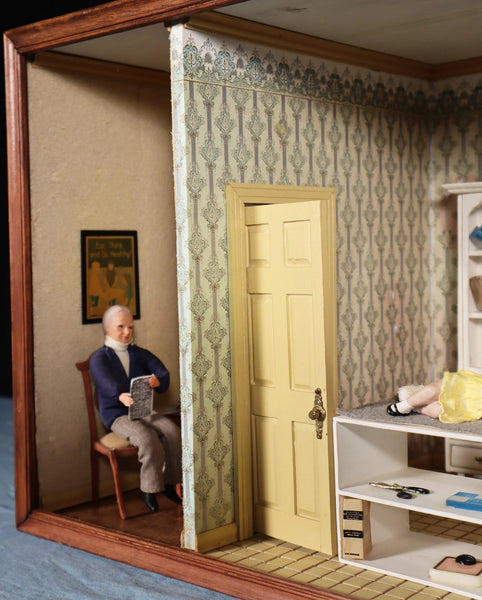 Vintage Dutch Diorama of Doctors Office Shadow Box/Doll House 1:12 Scale