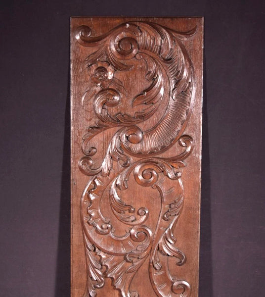 49" Tall French Antique Deep Carved Louis XV Panel Solid Oak Wood with Cherubs
