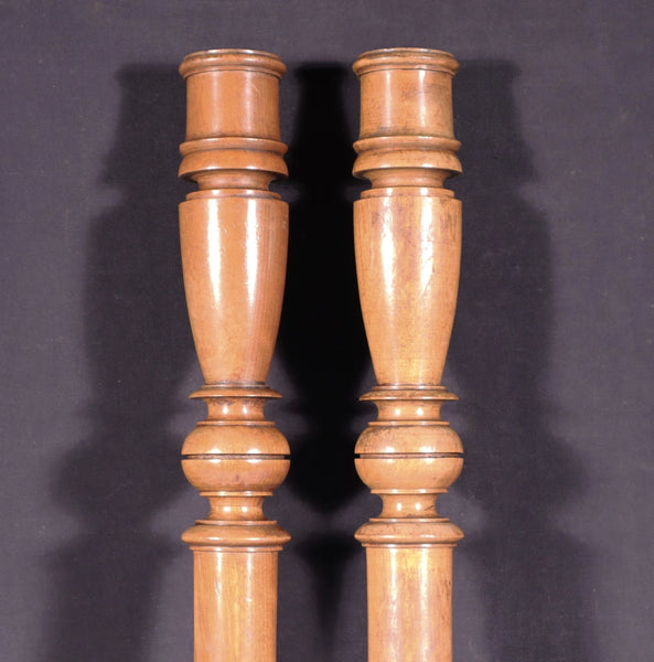 23" Tall Pair of French Antique Solid Walnut Wood Posts/Pillars/Trim Salvage