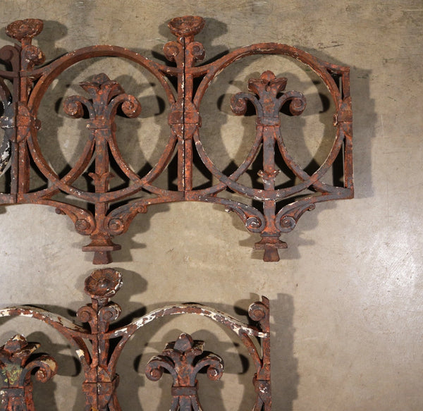 Set of 7 Matching 23" Tall French Cast Iron Panels/Fence Ornament "Fleur De Lis"