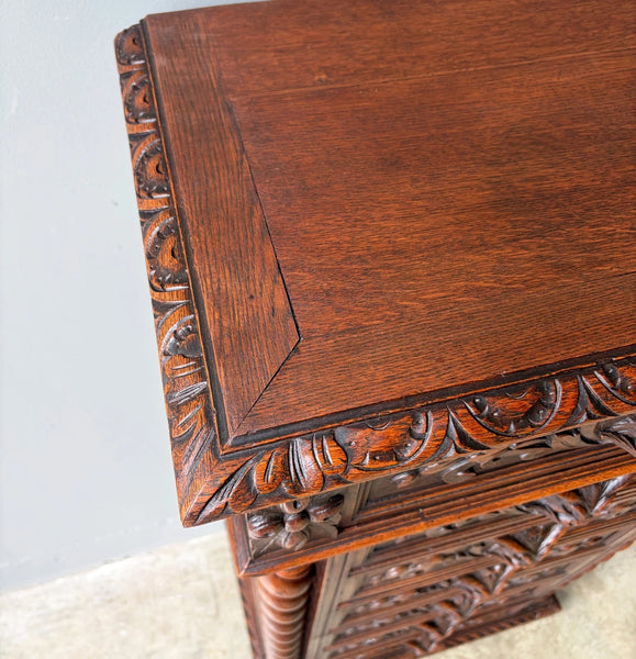 French Antique Solid Oak Wood Seven Drawer Lingerie Chest/Dresser