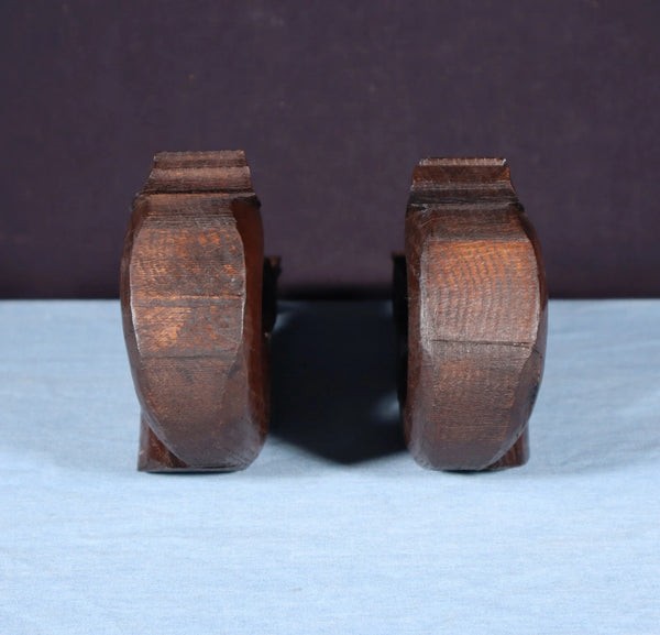 8" Wide Pair of Highly Carved Solid Oak Wood French Trim Pieces Salvage