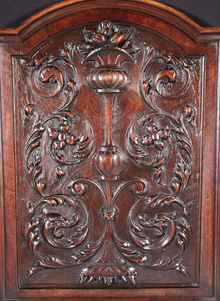 25" Tall Antique French Solid Walnut Wood Highly Carved Panel Salvage