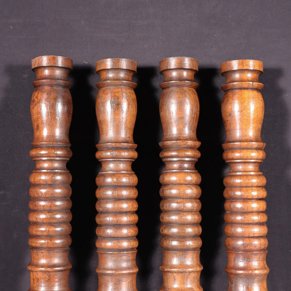 22" Set of Four French Antique Solid Chestnut Wood Posts/Pillars/Trim Salvage